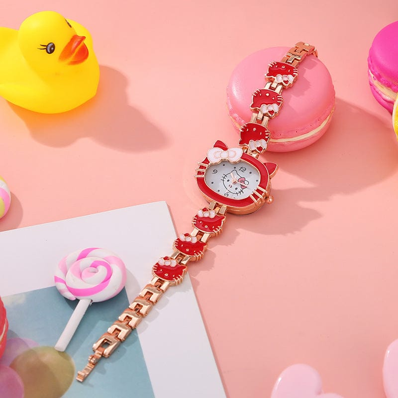 Montre mignonne avec un chaton rose