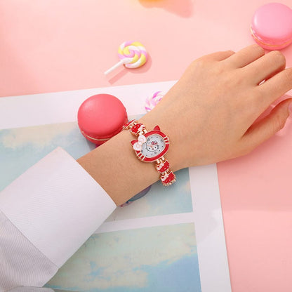 Montre mignonne avec un chaton rose