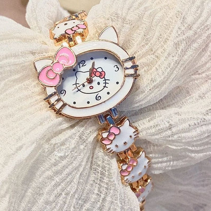 Montre mignonne avec un chaton rose