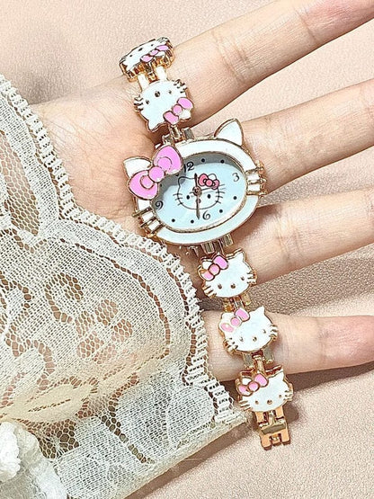 Montre mignonne avec un chaton rose