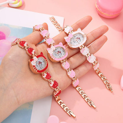 Montre mignonne avec un chaton rose