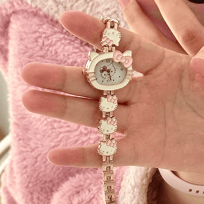 Montre mignonne avec un chaton rose