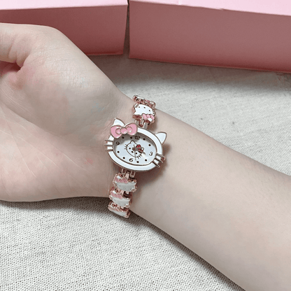 Montre mignonne avec un chaton rose