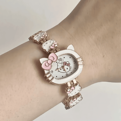 Montre mignonne avec un chaton rose