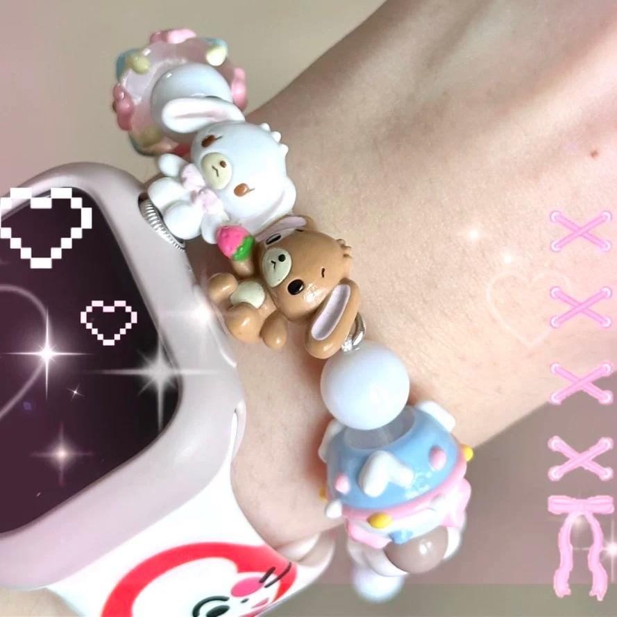 Süßes Häschen Cupcake Glasperlen Kettenarmband