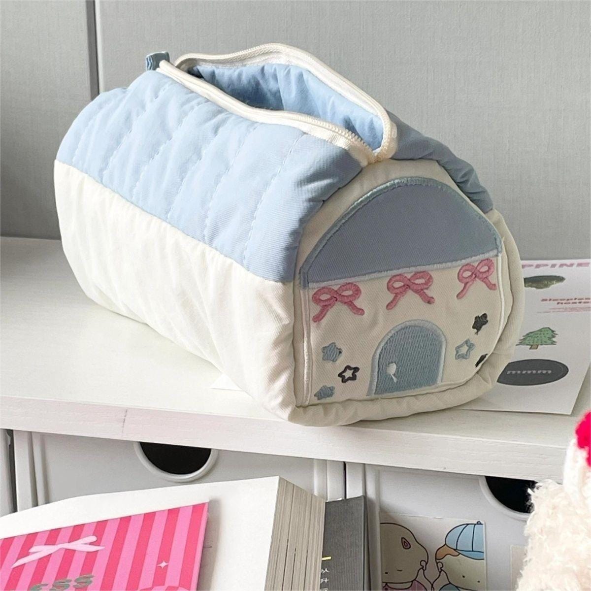 Sac de rangement brodé Kawaii House