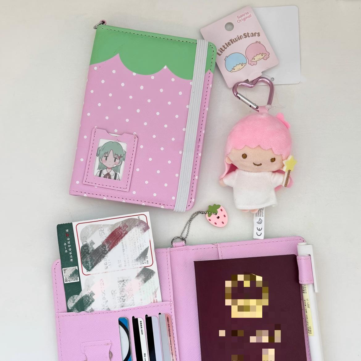 Passport Cover Panda Holder Strawberry Cute
