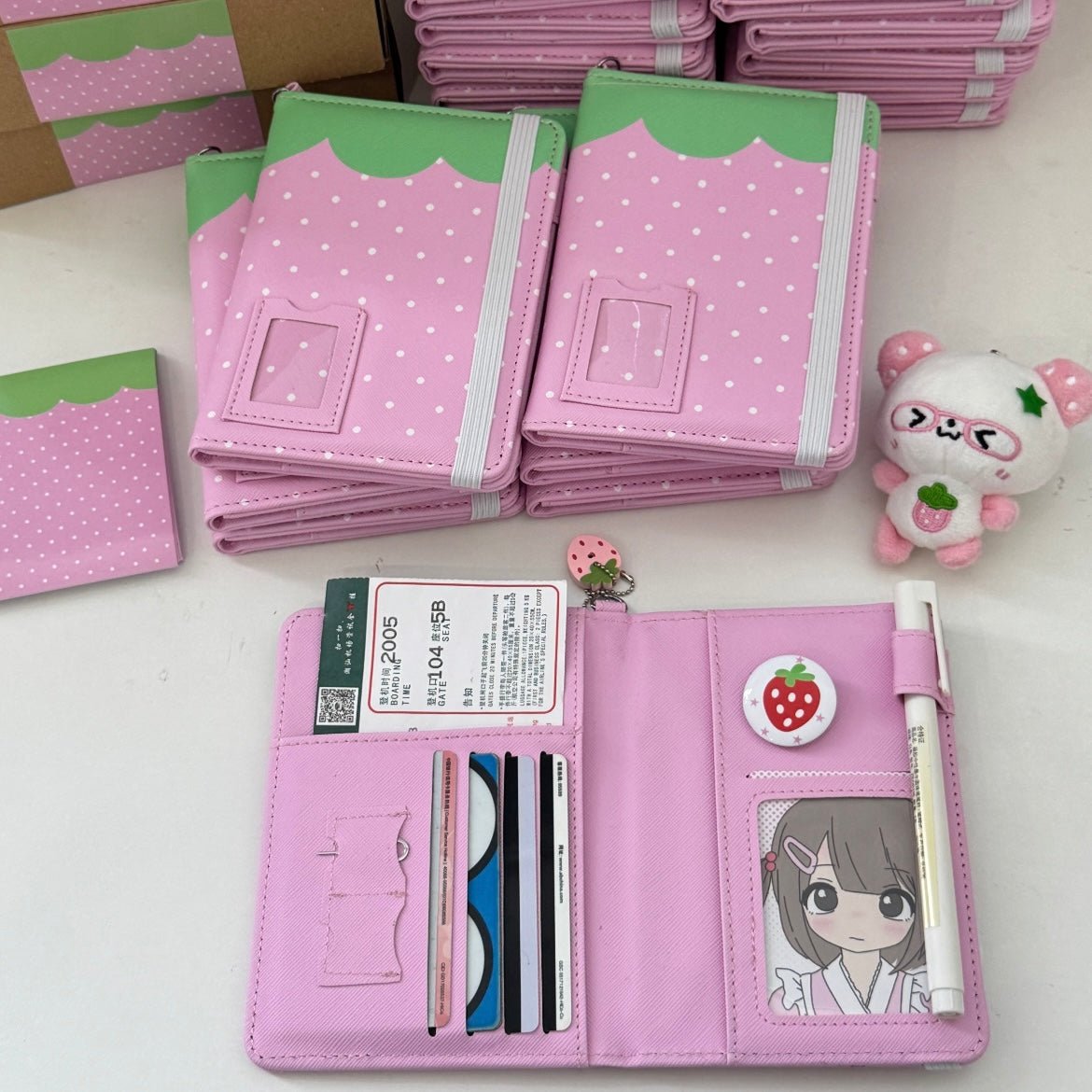 Passport Cover Panda Holder Strawberry Cute