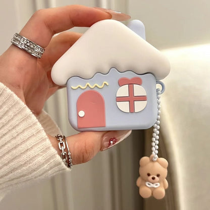 Étui pour AirPods en forme de maison d'ours mignon