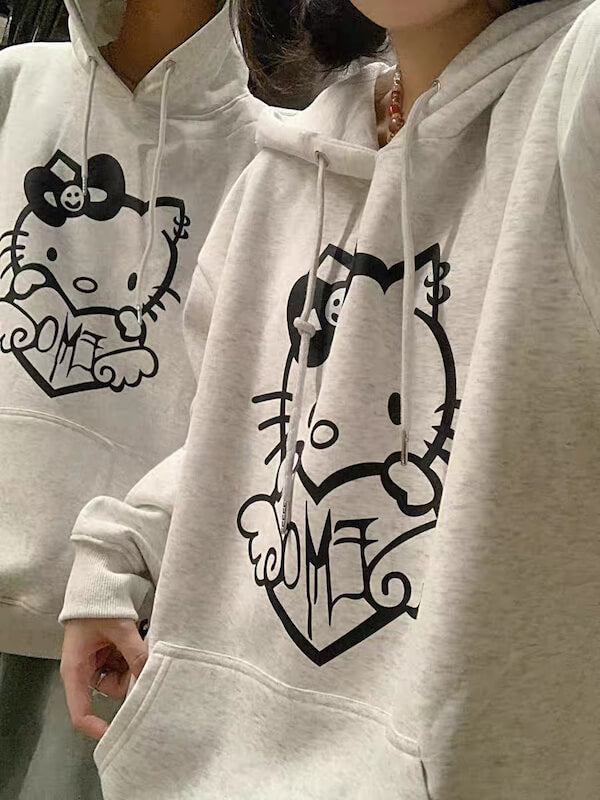 White Couple Kitty Hoodie