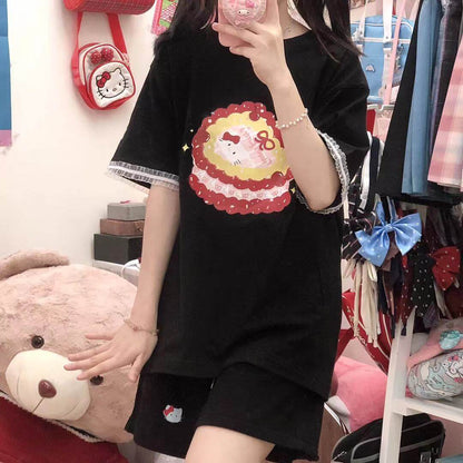 T-shirt Kawaii avec un gâteau pour chat