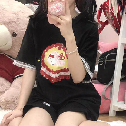 T-shirt Kawaii avec un gâteau pour chat