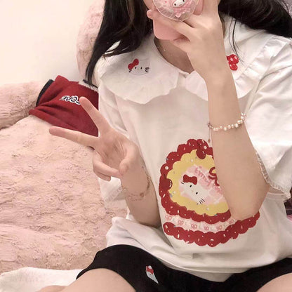 T-shirt Kawaii avec un gâteau pour chat