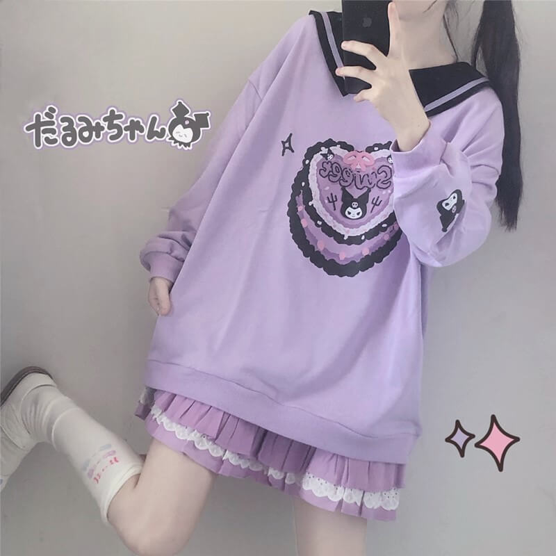 Sweat-shirt à motif de gâteau kawaii