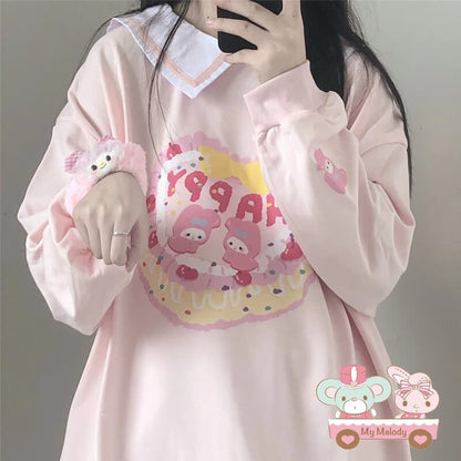 Sweat-shirt à motif de gâteau kawaii