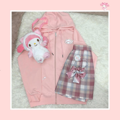 Sweat à capuche Melo rose kawaii