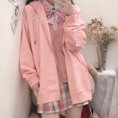 Sweat à capuche Melo rose kawaii