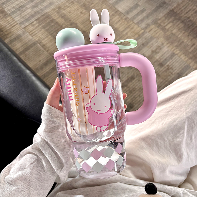 Pink Bunny Transparent Water Cup - Lovesickdoe