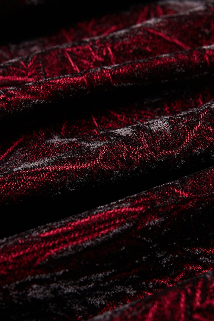 Crimson & Noir Long Sleeve Ruffled Lace-Up Men's Gothic Blouse