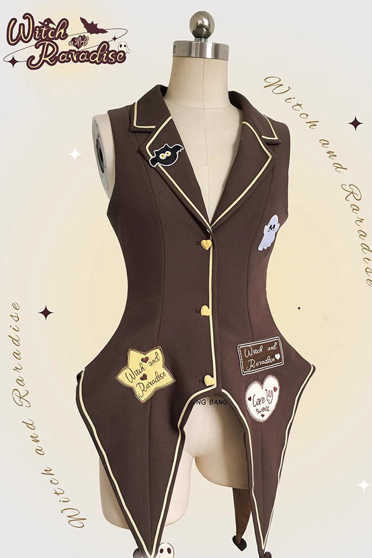 Halloween Sweet Lolita Vest Set with Short Sleeves and Bows