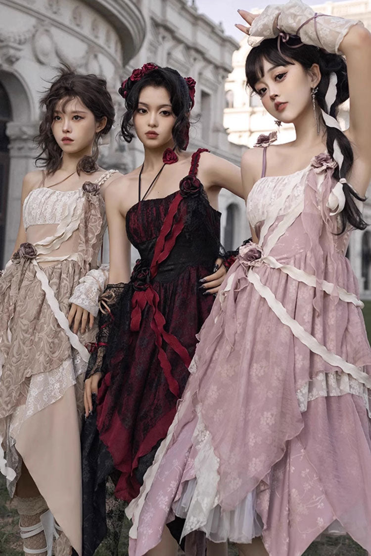 Wabi Sabi Stitched Irregular Asymmetric Gothic Lolita JSK Dress in 3 Colors