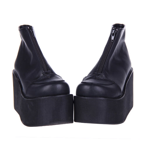 Black Chunky-Sole Classic Lolita Ankle Boots