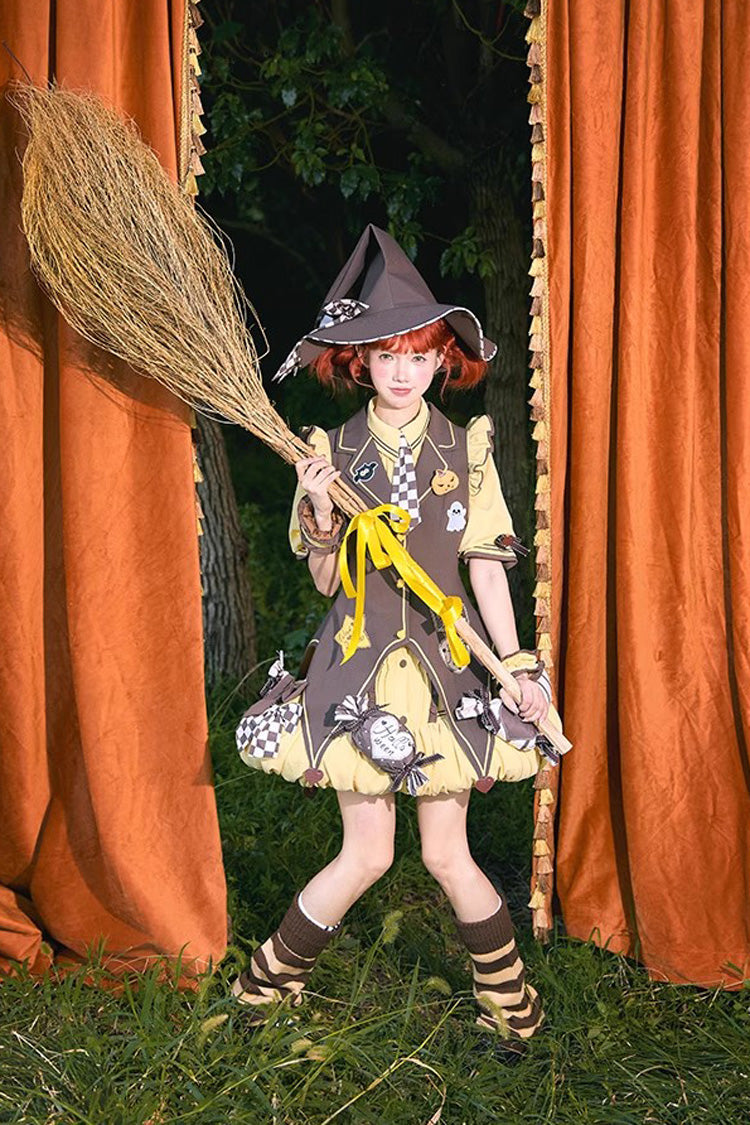 Halloween Sweet Lolita Vest Set with Short Sleeves and Bows