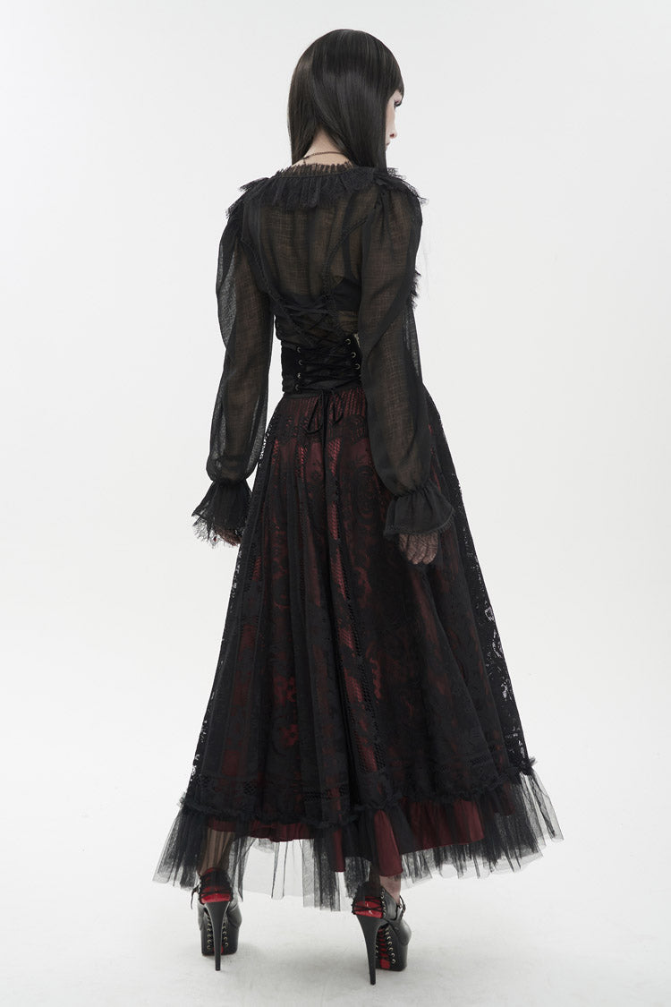 Plaid Layered Lace Gothic Shirt