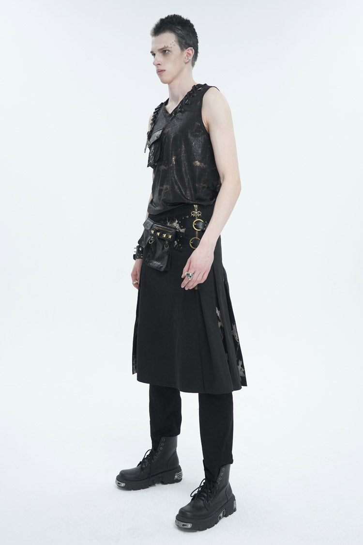 Graphic Print Buckle Pocket Punk Tank