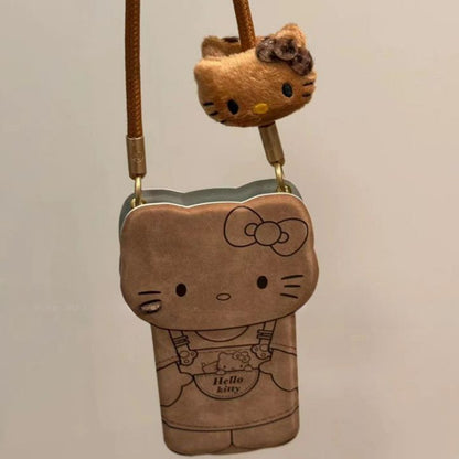 Étui de téléphone à motif de chat marron KI641