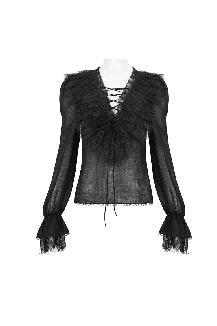 Plaid Layered Lace Gothic Shirt