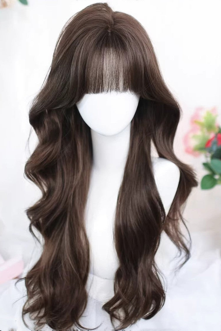 Effortless Chic Sweet Lolita Wig with Ash Brown Big Wavy Curls, No-Prep