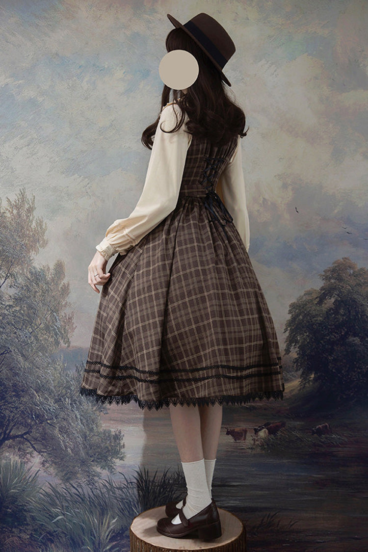 Elegant Lolita JSK Dress with V Collar and High Waist