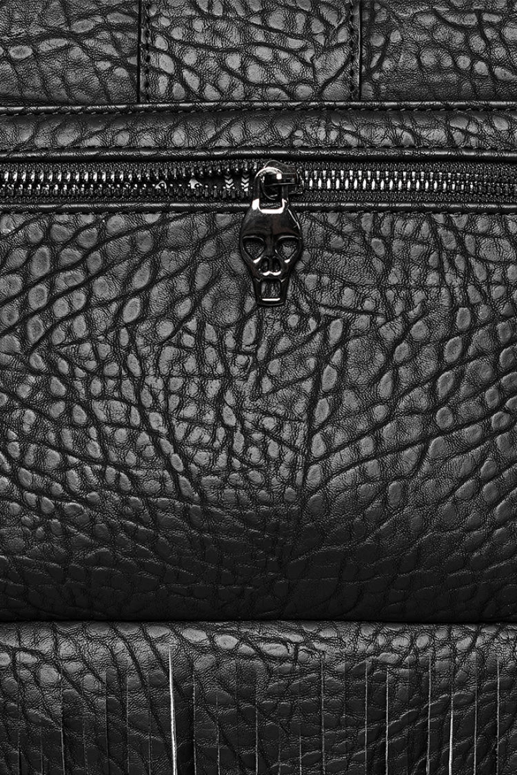 Gothic Bag with Studs and Tassels in Faux Leather