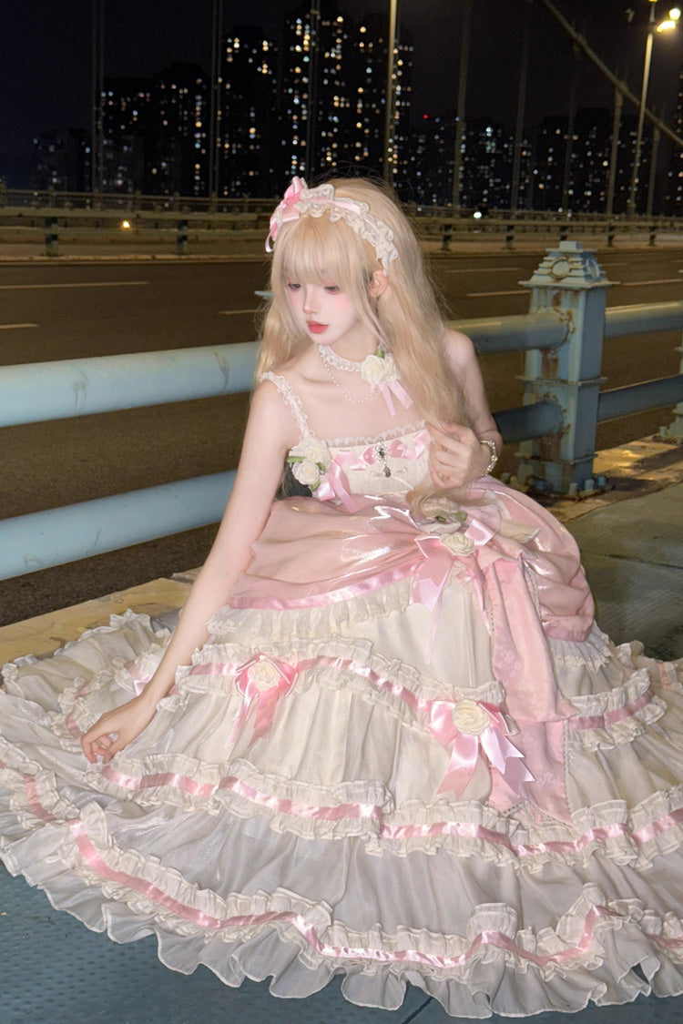 Multi-layer Ruffle Hanayome Bowknot Sweet Princess Gorgeous Long Lolita Jsk Dress