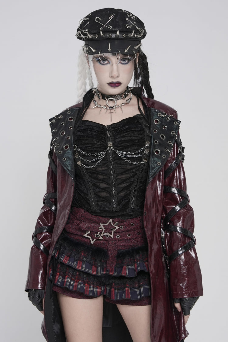 Crimson & Noir Multi-Layer Lace Detachable Eyelet Punk Plaid Falbala Shorts
