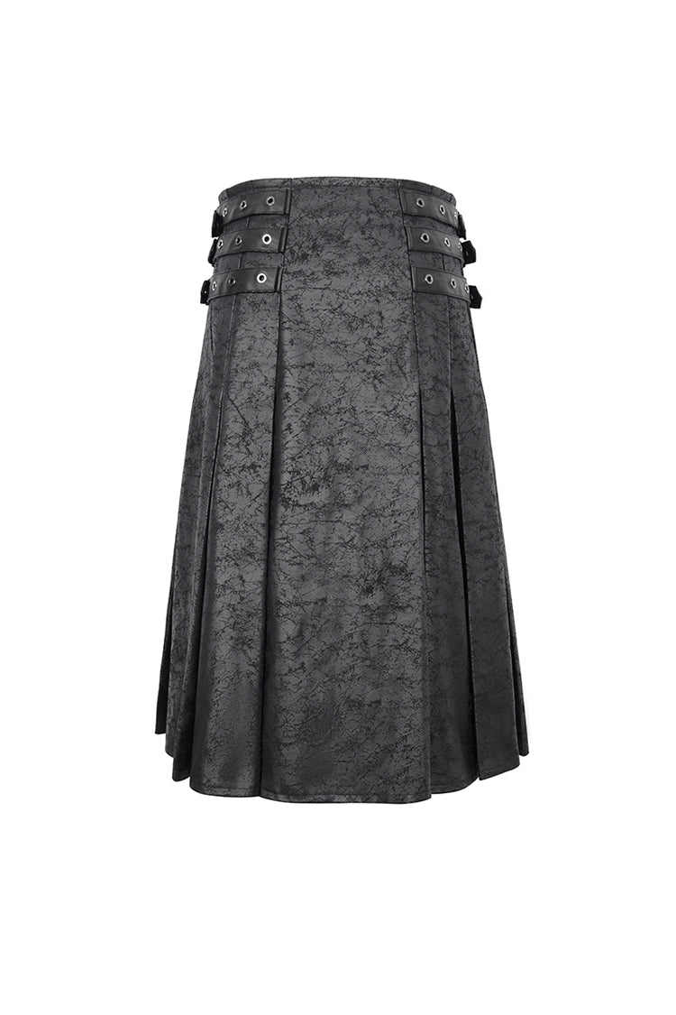 Chain-Adorned Multi-Buckle Skirt for Men - Gothic Edge