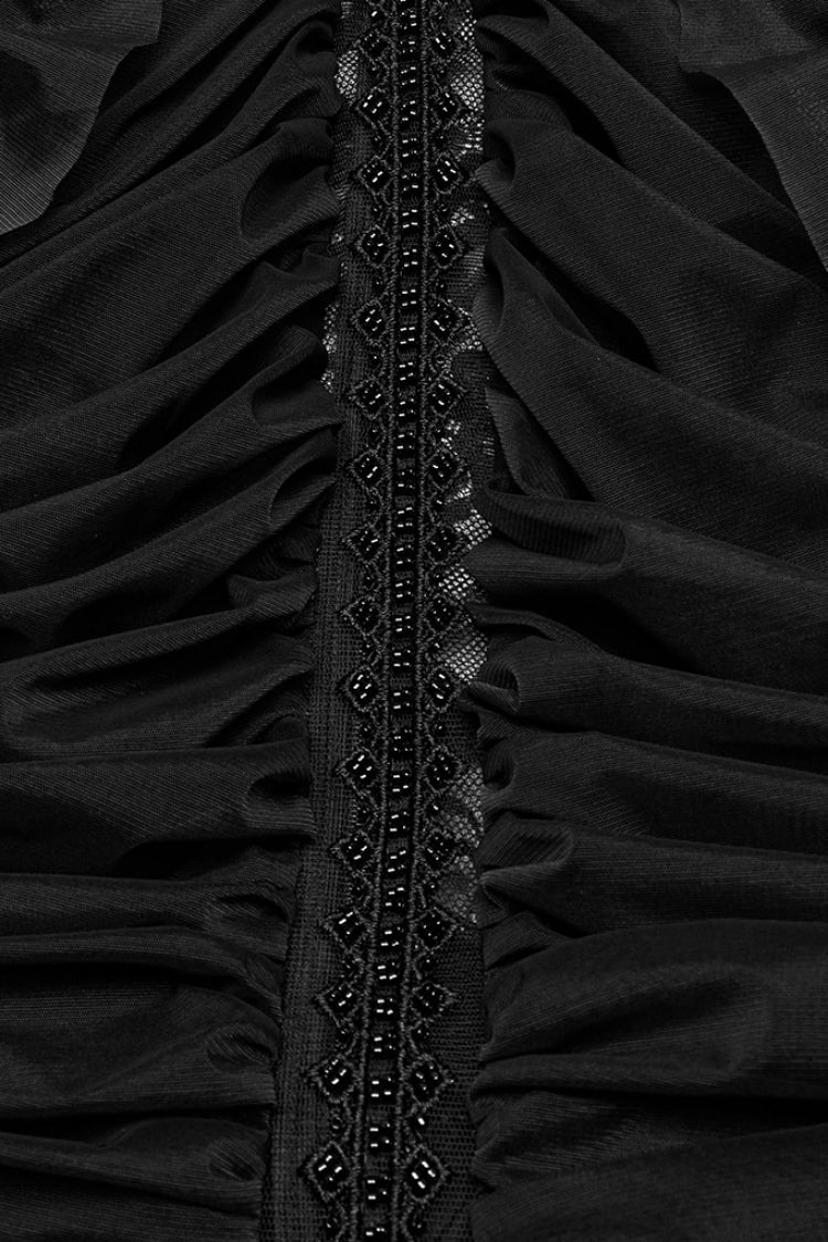 Gothic Ball Gown with Ruffled Lace Layers