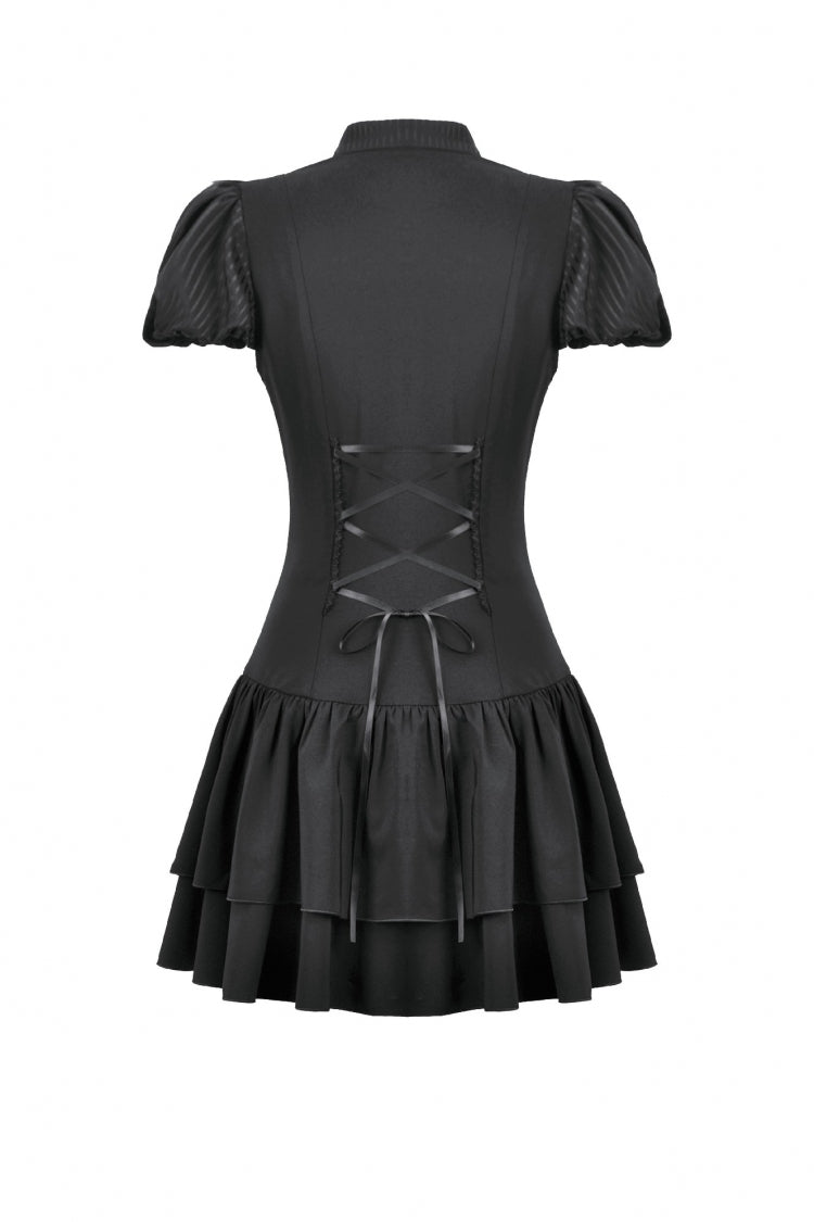 Lolita Dress with Bow Trim and Lace-Up Front
