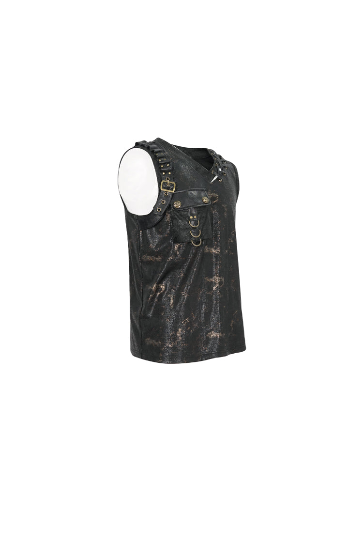 Graphic Print Buckle Pocket Punk Tank