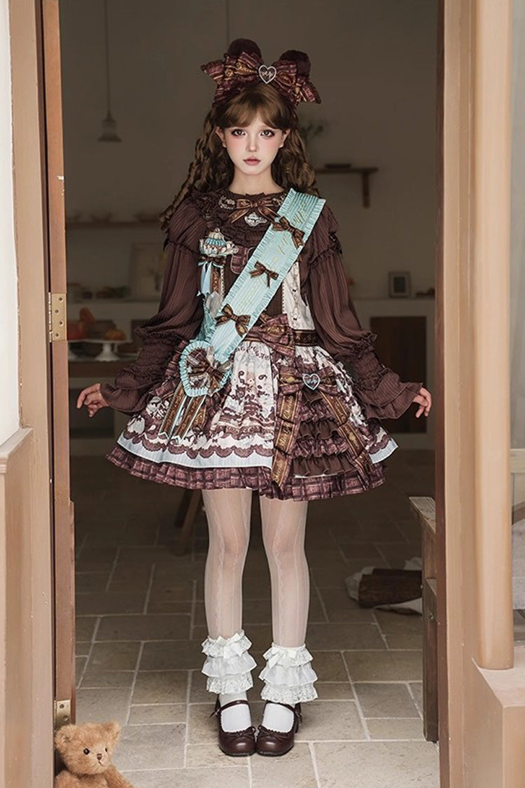 Asymmetric Sweet Lolita Strap Dress with Ruffle Side Cardigan