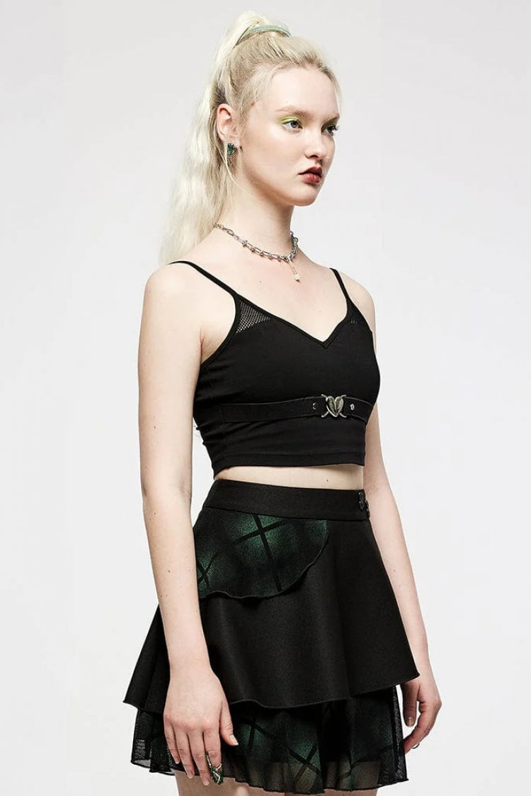 Slim Punk Vest with Metal Heart Buckle Strap