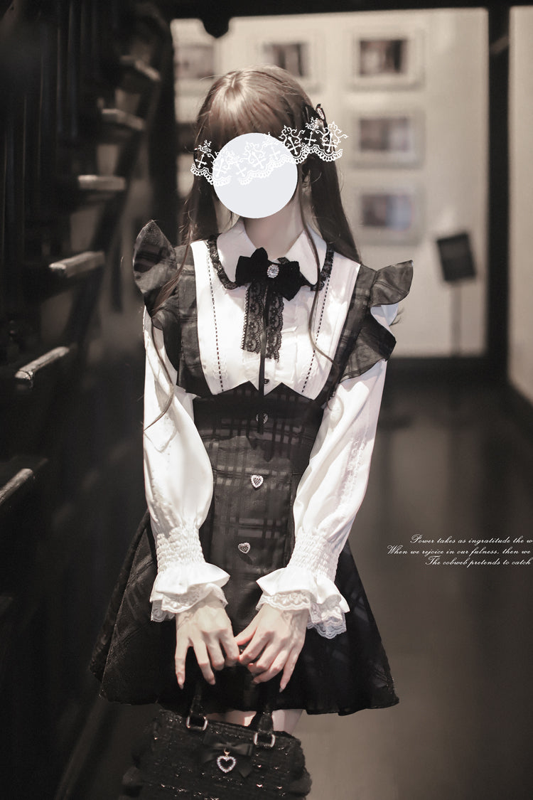 Elegant Plaid College-Style Lolita Mini Dress with Straps