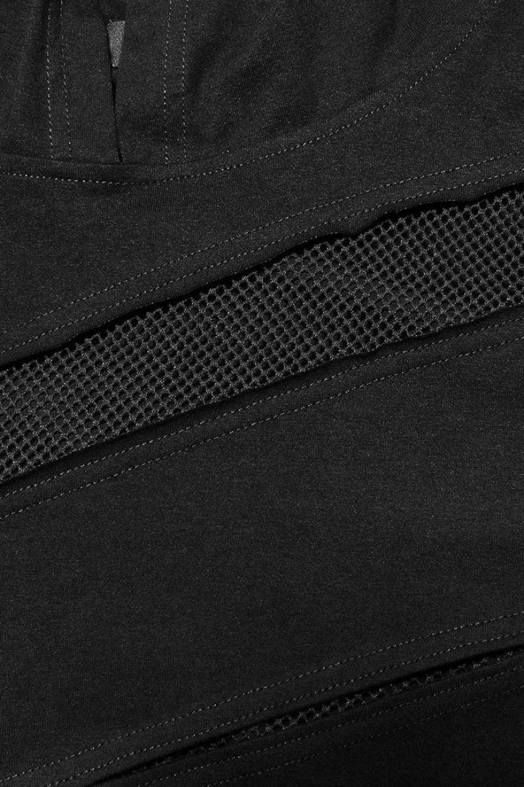 Edgy Steampunk Tee with Stitched Mesh Detailing