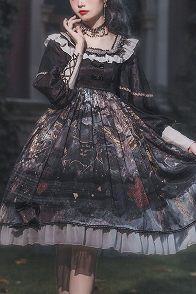 Misty Noir Lolita Gown with Extended Sleeves