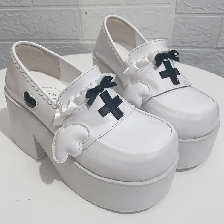 Sweet Lolita Platform Shoes with Bowknot and Ribbon Ruffles - Four Shades