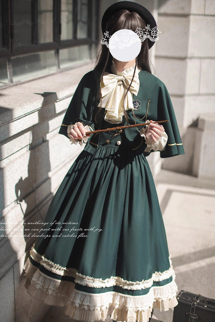Emerald Artemis SP Ruffle Bow Lace College Style Elegant Lolita Jumper Gown