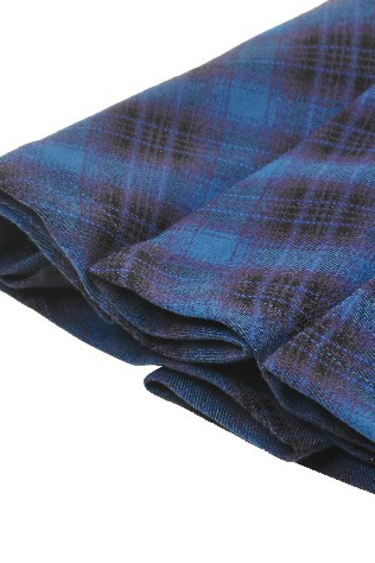 Vintage College Style Stars Plaid Pleated Mini Skirt