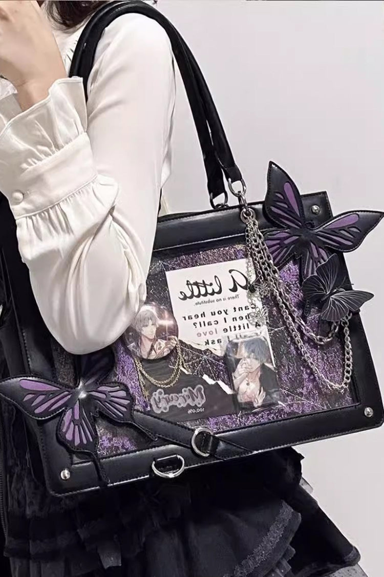Gothic Lolita Shoulder Itabag with Butterfly Motif - Fourteen Shades