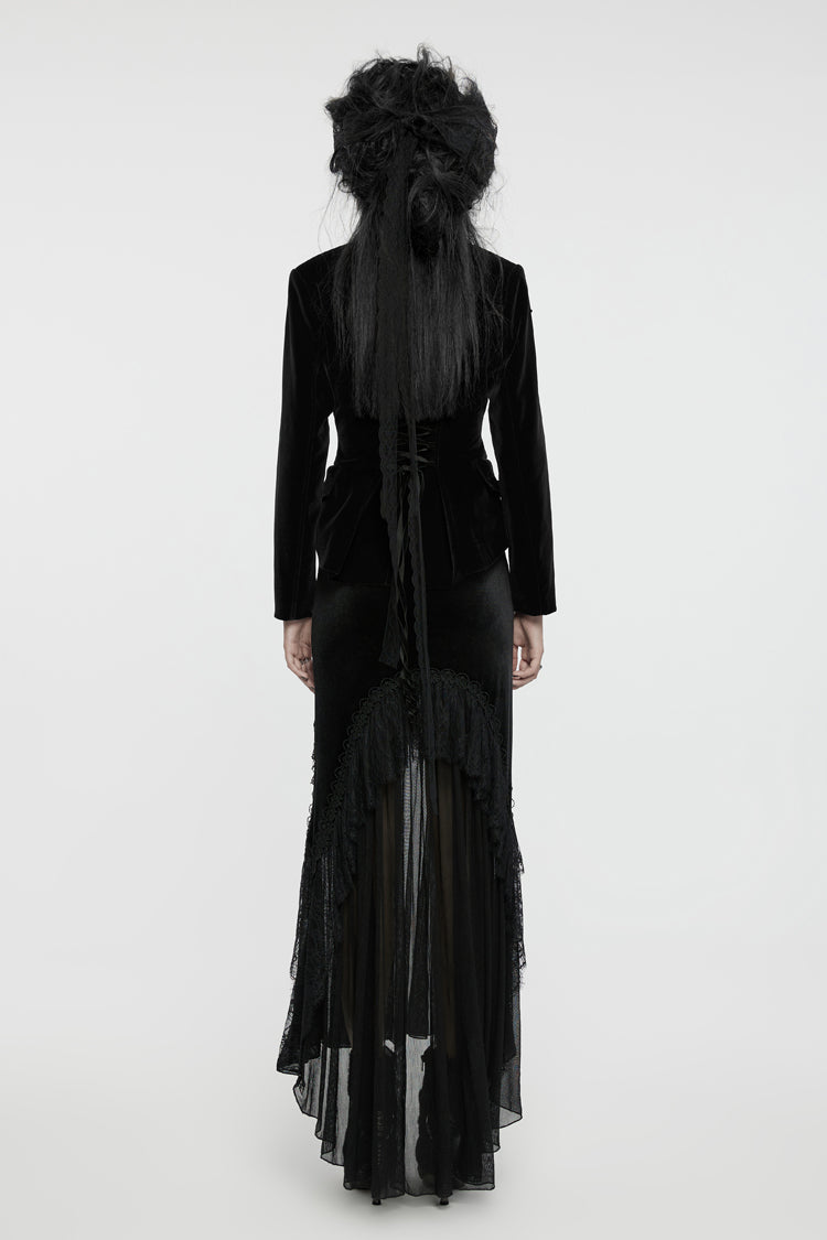 Gothic Velvet Jacket with Swallow-Tailed Hem